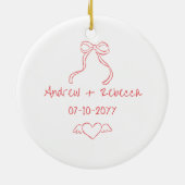 Grappige vrolijkheid en getrouwde handgetekende bo keramisch ornament (Achterkant)