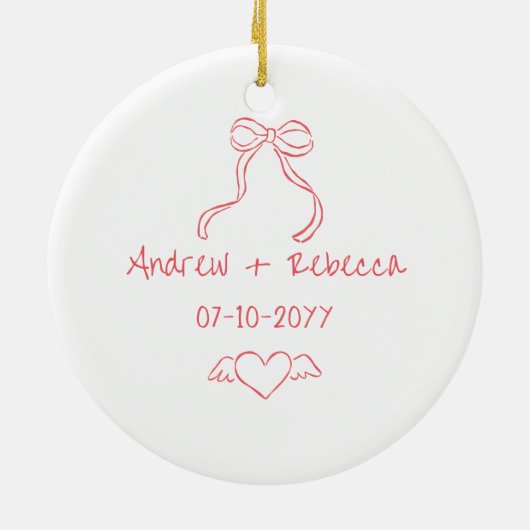 Grappige vrolijkheid en getrouwde handgetekende bo keramisch ornament (Achterkant)