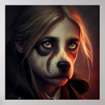 Grappige vrouw affiche fanatsy hond is echt grappi