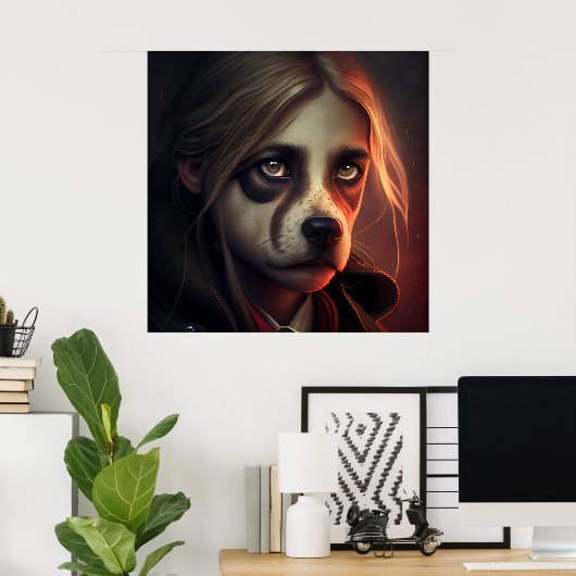 Grappige vrouw affiche fanatsy hond is echt grappi poster (Thuiskantoor)