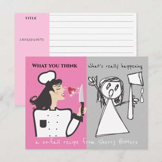 Grappige vrouw chef-kok fantasie gepersonaliseerde briefkaart (Voorkant / Achterkant)