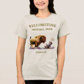Grappige Vrouw die een Wilde Bizon Buffel Ropet T- Tri-Blend Shirt (Voorkant)