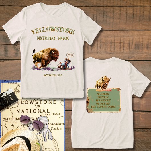 Grappige Vrouw die een Wilde Bizon Buffel Ropet T- Tri-Blend Shirt
