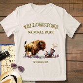 Grappige Vrouw die een Wilde Bizon Buffel Ropet T- Tri-Blend Shirt