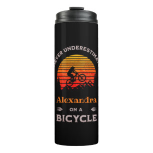 Grappige vrouw fietsen gepersonaliseerde fietsen M Thermosbeker