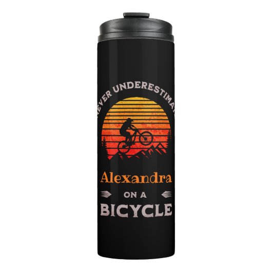 Grappige vrouw fietsen gepersonaliseerde fietsen M Thermosbeker (Voorkant)