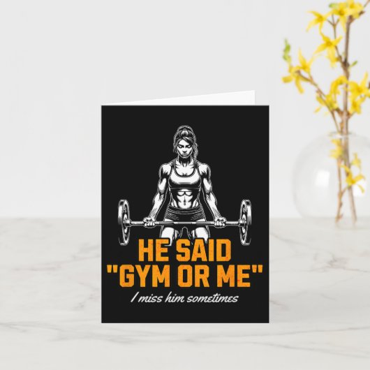 Grappige Vrouw Gewichtheffen Bodybuilding Gezegde  Kaart (Gele Bloem)