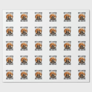 Grappige vrouw Halloween Vintage Heks Maan Design_ Cadeaupapier