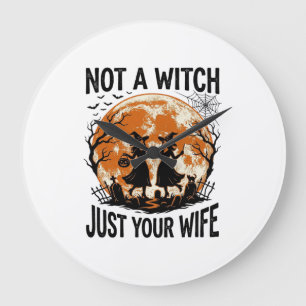 Grappige vrouw Halloween Vintage Heks Maan Design_ Grote Klok