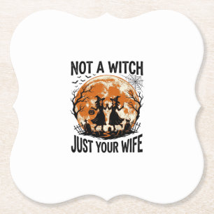 Grappige vrouw Halloween Vintage Heks Maan Design_ Kartonnen Onderzetters