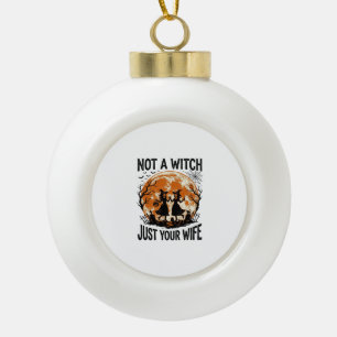 Grappige vrouw Halloween Vintage Heks Maan Design_ Keramische Bal Ornament