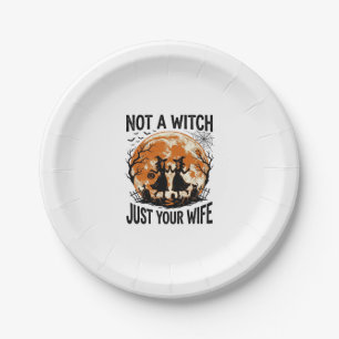 Grappige vrouw Halloween Vintage Heks Maan Design_ Papieren Bordje
