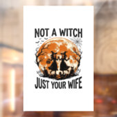 Grappige vrouw Halloween Vintage Heks Maan Design_ Raamsticker (Vel 2)