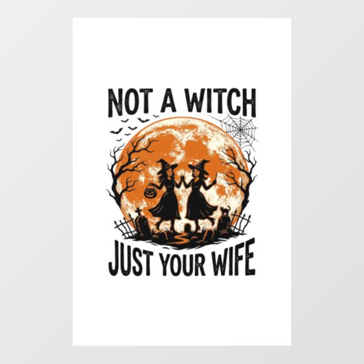Grappige vrouw Halloween Vintage Heks Maan Design_ Raamsticker (Vel)