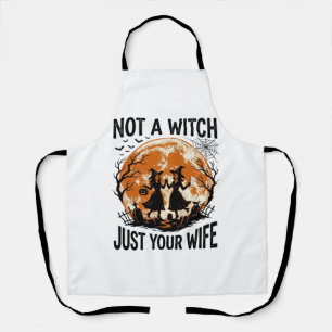 Grappige vrouw Halloween Vintage Heks Maan Design_ Schort