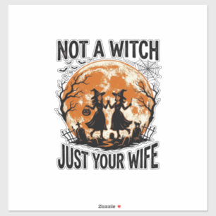 Grappige vrouw Halloween Vintage Heks Maan Design_ Sticker