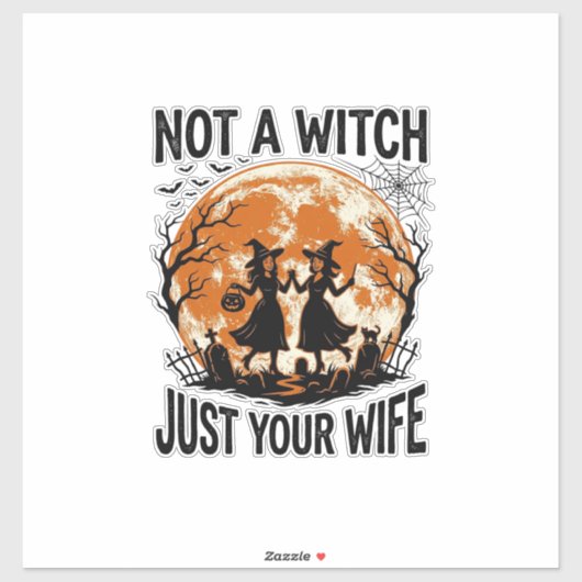 Grappige vrouw Halloween Vintage Heks Maan Design_ Sticker (Vel)