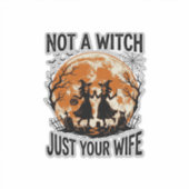 Grappige vrouw Halloween Vintage Heks Maan Design_ Sticker (Voorkant)