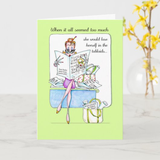 Grappige vrouw humor verjaardagskaart - Tabloid hu Kaart (Gele Bloem)