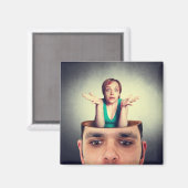 Grappige vrouw in het man hoofd magneet (Voorkant / Achterkant)