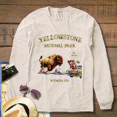 Grappige vrouw maakt foto van bizon buffel T-shirt