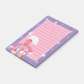 Grappige vrouw met discobal roze paars meisjesacht post-it® notes (Schuin)