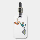 Grappige vrouw met emotionele bagage bagagelabel (Voorkant verticaal)