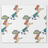 Grappige vrouw met emotionele bagage cadeaupapier (Vlak)