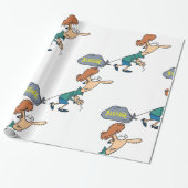 Grappige vrouw met emotionele bagage cadeaupapier (Uitgerold)