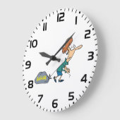 Grappige vrouw met emotionele bagage grote klok (Hoek)