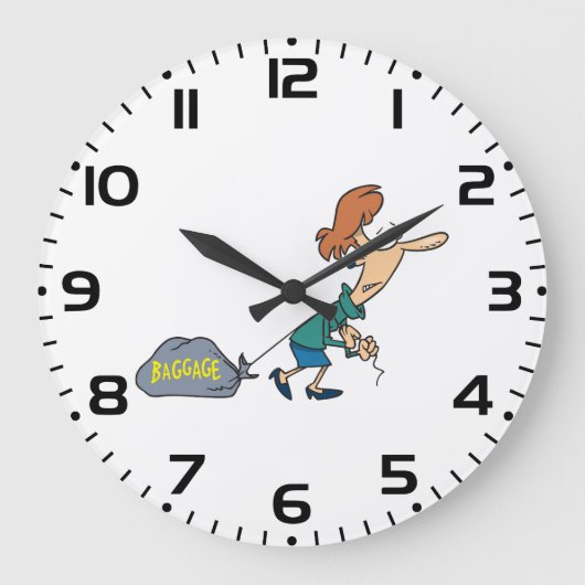 Grappige vrouw met emotionele bagage grote klok (Voorkant)