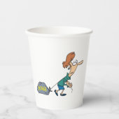 Grappige vrouw met emotionele bagage papieren bekers (Voorkant)