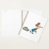 Grappige vrouw met emotionele bagage planner (Display)