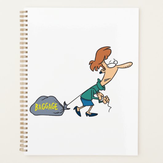 Grappige vrouw met emotionele bagage planner (Voorkant)