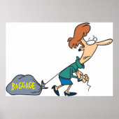 Grappige vrouw met emotionele bagage poster (Voorkant)