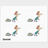 Grappige vrouw met emotionele bagage rechthoekige sticker (Vel)