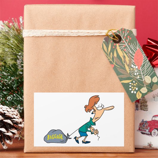 Grappige vrouw met emotionele bagage rechthoekige sticker