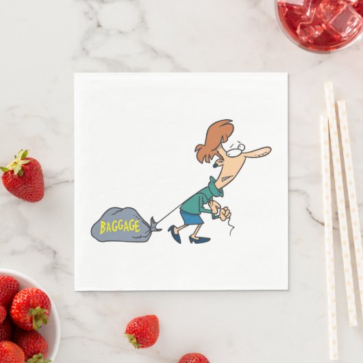 Grappige vrouw met emotionele bagage servet (Insitu)