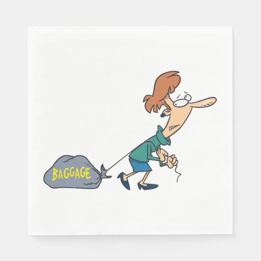 Grappige vrouw met emotionele bagage servet (Voorkant)