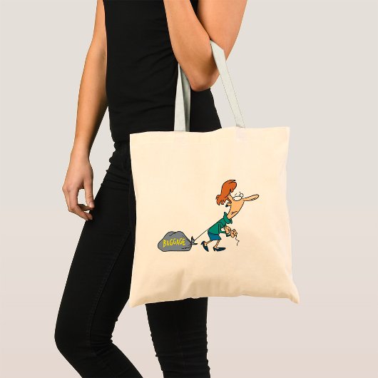 Grappige vrouw met emotionele bagage tote bag