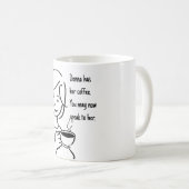 Grappige vrouw met haar koffie koffiemok (Voorkant rechts)