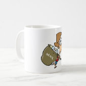 Grappige Vrouw met Zware Postzak Koffiemok (Voorkant links)