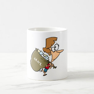 Grappige Vrouw met Zware Postzak Koffiemok