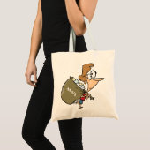Grappige vrouw met zware postzak tote bag (Voorkant (product))