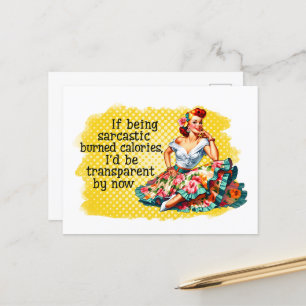 Grappige  vrouw sarcastisch verbranden calorieën briefkaart