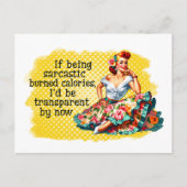 Grappige  vrouw sarcastisch verbranden calorieën briefkaart (Voorkant)