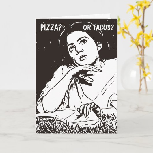 GRAPPIGE  VROUW (TACOS) VERJAARDAG KAART (Gele Bloem)