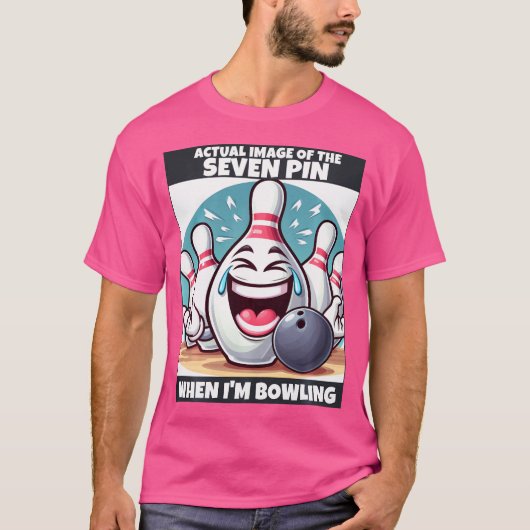 Grappige vrouw van zeven pin lachend als ik aan he t-shirt (Voorkant)