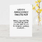 Grappige vrouw voor man Happy Anniversary Kaart (Gele Bloem)