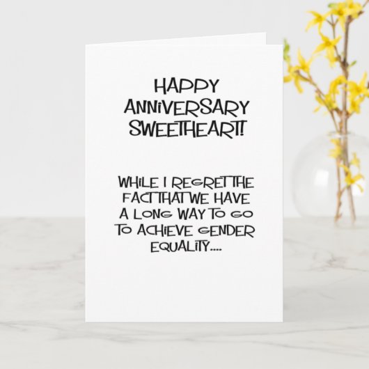 Grappige vrouw voor man Happy Anniversary Kaart (Gele Bloem)